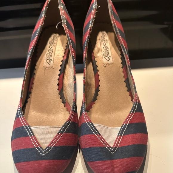 naughty monkey Shoes - Naughty Monkey Red and Blue Striped Heels